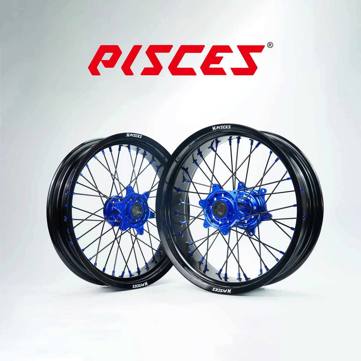 Honda CR CRF XR Single Color Supermoto wheels - black rim, blue hub, black spokes, blue nipples - custom color reference