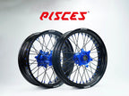Husqvarna FC FE TE TC TX Single Color Supermoto wheels - black rim, blue hub, black spokes, blue nipples - custom color reference