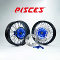 Ducati Desmo Single Color Supermoto wheels kit - black rim, blue hub, black spokes, blue nipples, blue brake kit - custom color reference