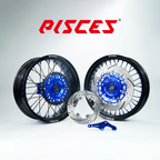 Ducati Desmo Single Color Supermoto wheels kit - black rim, blue hub, black spokes, blue nipples, blue brake kit - custom color reference