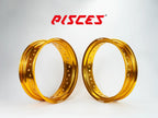Jeu de jantes avant et arrière 17 pouces dorées Pisces Custom pour Supermoto.