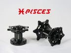 Jeu de moyeux avant et arrière noirs Pisces Custom pour Supermoto, MX et Enduro.