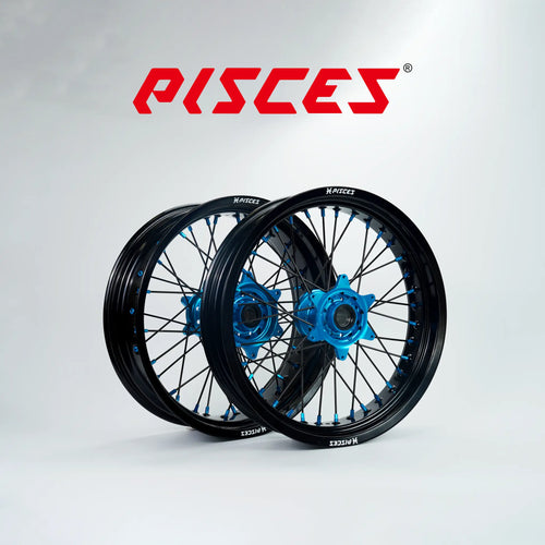 Beta RR RX Single Color Supermoto wheels - black rim, light blue hub, black spokes, light blue nipples - custom color reference