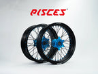 Kawasaki KX KX-F KX-X Single Color Supermoto wheels - black rim, light blue hub, black spokes, light blue nipples - custom color reference