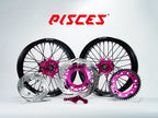 Kawasaki KX KX-F KX-X Single Color Supermoto wheels kit - black rim, pink hub, black spokes, pink nipples, pink brake kit - custom color reference