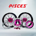 Beta RR RX Single Color Supermoto wheels kit - black rim, pink hub, black spokes, pink nipples, pink brake kit - custom color reference