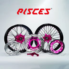Beta RR RX Single Color Supermoto wheels kit - black rim, pink hub, black spokes, pink nipples, pink brake kit - custom color reference