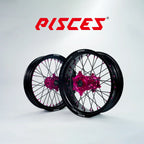 Husqvarna FC FE TE TC TX Single Color Supermoto wheels - black rim, pink hub, black spokes, pink nipples - custom color reference