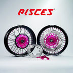Ducati Desmo Single Color Supermoto wheels kit - black rim, pink hub, black spokes, pink nipples, pink brake kit - custom color reference
