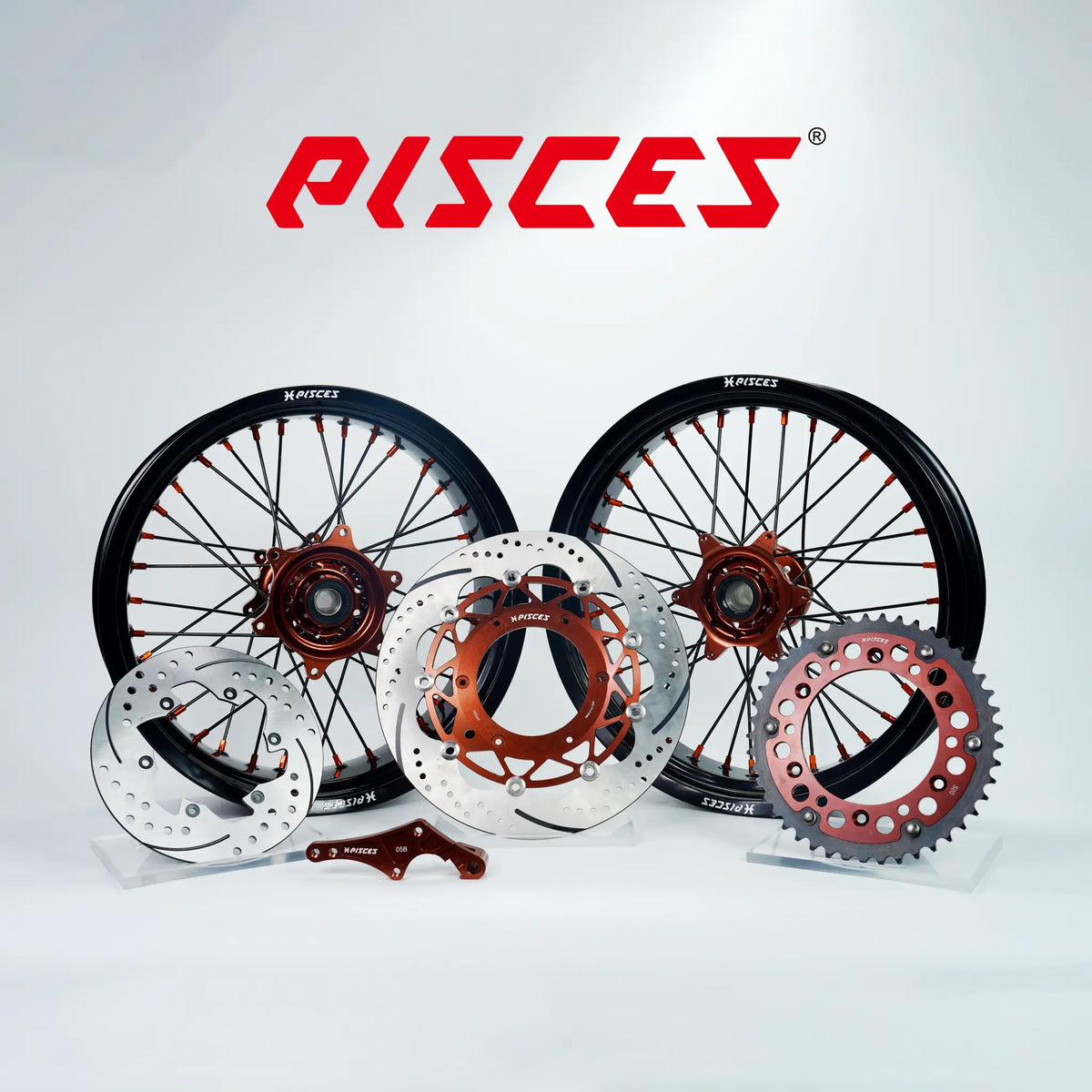 Sherco SE SEF SC Single Color Supermoto wheels kit - black rim, brown hub, black spokes, brown nipples, brown brake kit - custom color reference