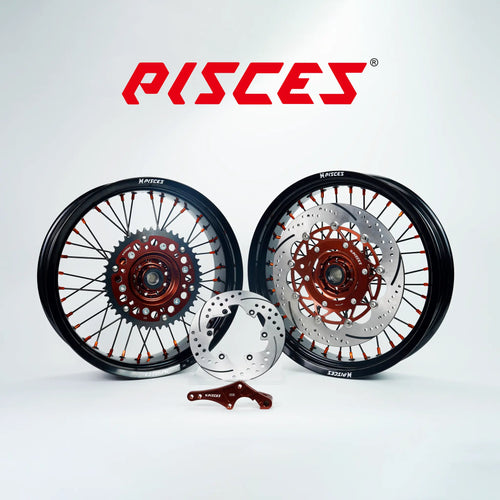 Beta RR RX Single Color Supermoto wheels kit - black rim, brown hub, black spokes, brown nipples, brown brake kit - custom color reference