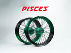 Jeu de roues Supermoto Beta RR RX Deux Couleurs — jante verte et noire avec moyeu vert — référence de couleur personnalisée