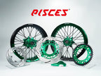 Kit de roues Supermoto Yamaha YZ YZ-F WR Deux Couleurs — jante verte et noire avec moyeu vert et kit de freinage vert — référence de couleur personnalisée