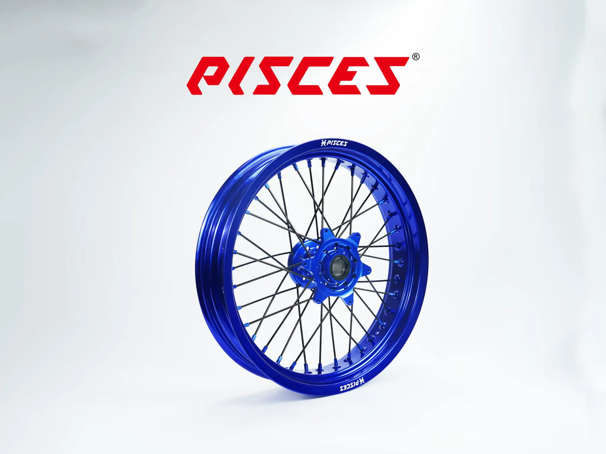 Ducati Desmo Single Color Supermoto wheels - blue rim, blue hub, black spokes, blue nipples - custom color reference