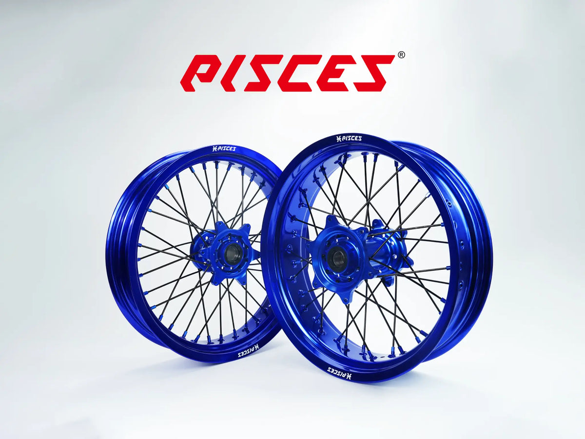 Beta RR RX Single Color Supermoto wheels - blue rim, blue hub, black spokes, blue nipples - custom color reference