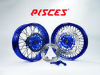 GASGAS EC ES EX MC Single Color Supermoto wheels kit - blue rim, blue hub, black spokes, blue nipples, blue brake kit - custom color reference