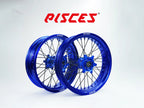 Honda CR CRF XR Single Color Supermoto wheels - blue rim, blue hub, black spokes, blue nipples - custom color reference