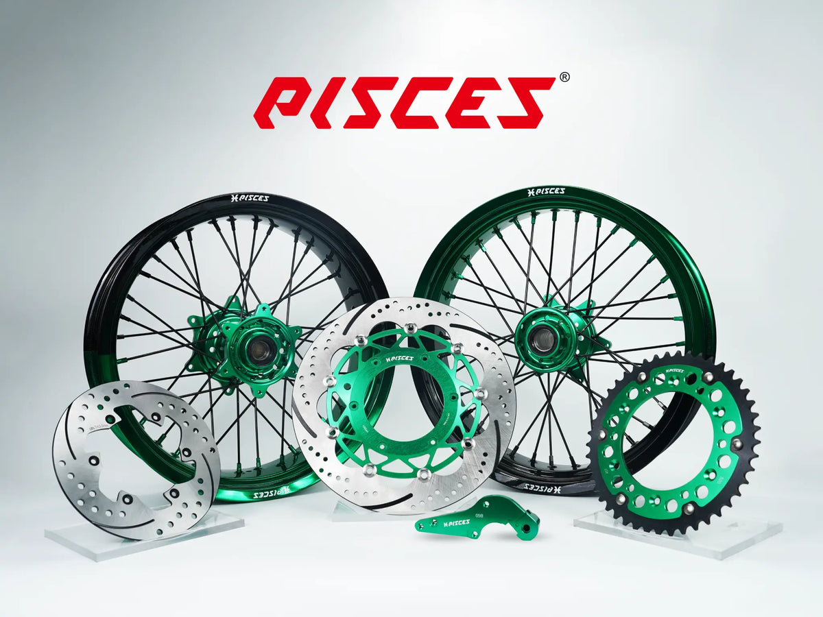Kit de roues Supermoto Suzuki RM-Z DR-Z RM Deux Couleurs — jante verte et noire avec moyeu vert et kit de freinage vert — référence de couleur personnalisée