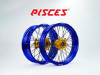 GASGAS EC ES EX MC Single Color Supermoto wheels - blue rim, gold hub, black spokes, gold nipples - custom color reference
