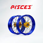 Fantic XE XEF XX Single Color Supermoto wheels - blue rim, gold hub, black spokes, gold nipples - custom color reference