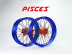 Ducati Desmo Single Color Supermoto wheels - blue rim, orange hub, black spokes, orange nipples - custom color reference