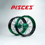 Jeu de roues Supermoto Yamaha YZ YZ-F WR Deux Couleurs — jante verte et noire avec moyeu vert — référence de couleur personnalisée