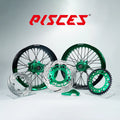 Kit de roues Supermoto Beta RR RX Deux Couleurs — jante verte et noire avec moyeu vert et kit de freinage vert — référence de couleur personnalisée