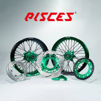 Kit de roues Supermoto Beta RR RX Deux Couleurs — jante verte et noire avec moyeu vert et kit de freinage vert — référence de couleur personnalisée