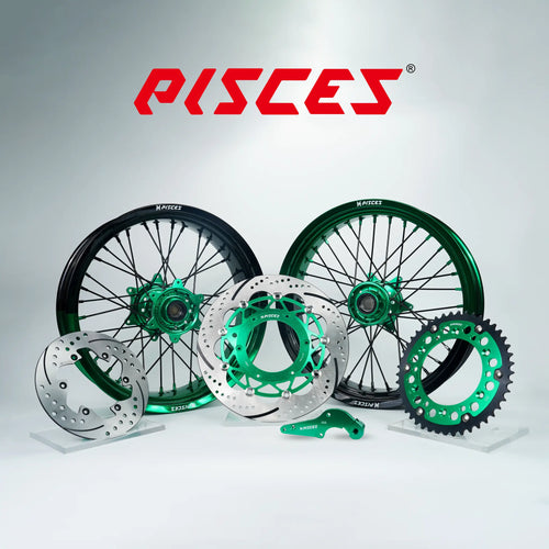 Kit de roues Supermoto Beta RR RX Deux Couleurs — jante verte et noire avec moyeu vert et kit de freinage vert — référence de couleur personnalisée