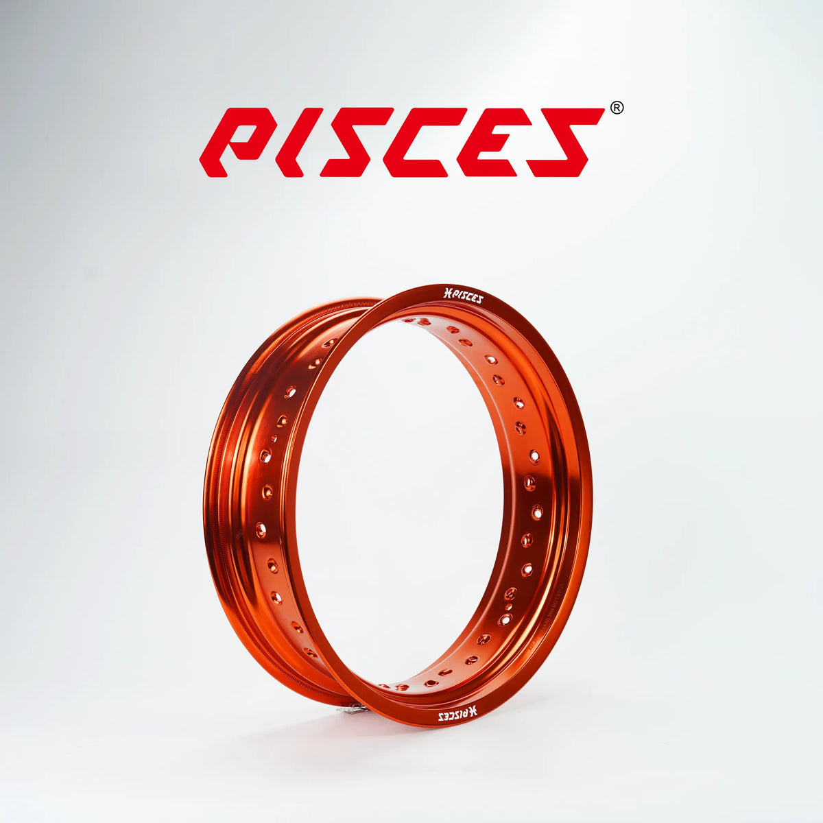 Jante arrière 17 pouces orange Pisces Custom pour Supermoto.