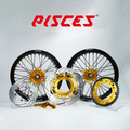 Honda CR CRF XR Single Color Supermoto wheels kit - black rim, gold hub, black spokes, gold nipples, gold brake kit - custom color reference