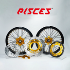 Honda CR CRF XR Single Color Supermoto wheels kit - black rim, gold hub, black spokes, gold nipples, gold brake kit - custom color reference