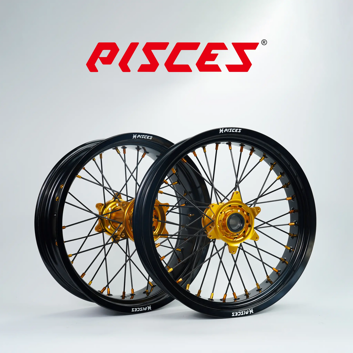 GASGAS EC ES EX MC Single Color Supermoto wheels - black rim, gold hub, black spokes, gold nipples - custom color reference