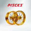 Husqvarna FC FE TE TC TX Single Color Supermoto wheels - gold rim, gold hub, black spokes, gold nipples - custom color reference