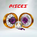 Fantic XE XEF XX Single Color Supermoto wheels kit - gold rim, purple hub, black spokes, purple nipples, purple brake kit - custom color reference