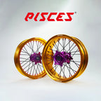 Husqvarna FC FE TE TC TX Single Color Supermoto wheels - gold rim, purple hub, black spokes, purple nipples - custom color reference