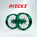 Husqvarna FC FE TE TC TX Single Color Supermoto wheels - green rim, green hub, black spokes, green nipples - custom color reference
