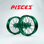 Husqvarna FC FE TE TC TX Single Color Supermoto wheels - green rim, green hub, black spokes, green nipples - custom color reference