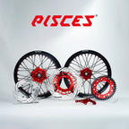 GASGAS EC ES EX MC Single Color Supermoto wheels kit - black rim, red hub, black spokes, red nipples, red brake kit - custom color reference
