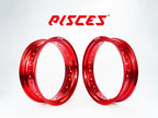 Jeu de jantes avant et arrière 17 pouces rouges Pisces Custom pour Supermoto.