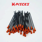 Jeu de rayons noirs et écrous orange Pisces Custom pour Supermoto, MX et Enduro.