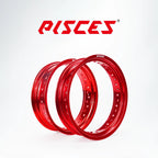 Jeu de jantes avant et arrière 17 pouces rouges Pisces Custom pour Supermoto