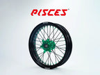 Husaberg FC FE FX TE Single Color Supermoto wheels - black rim, green hub, black spokes, green nipples - custom color reference