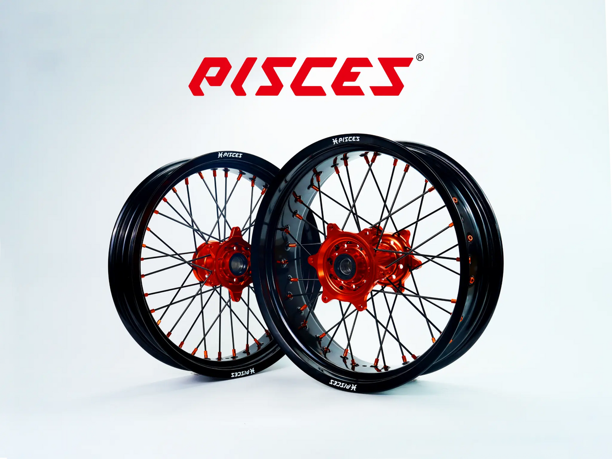Ducati Desmo Single Color Supermoto wheels - black rim, orange hub, black spokes, orange nipples - custom color reference
