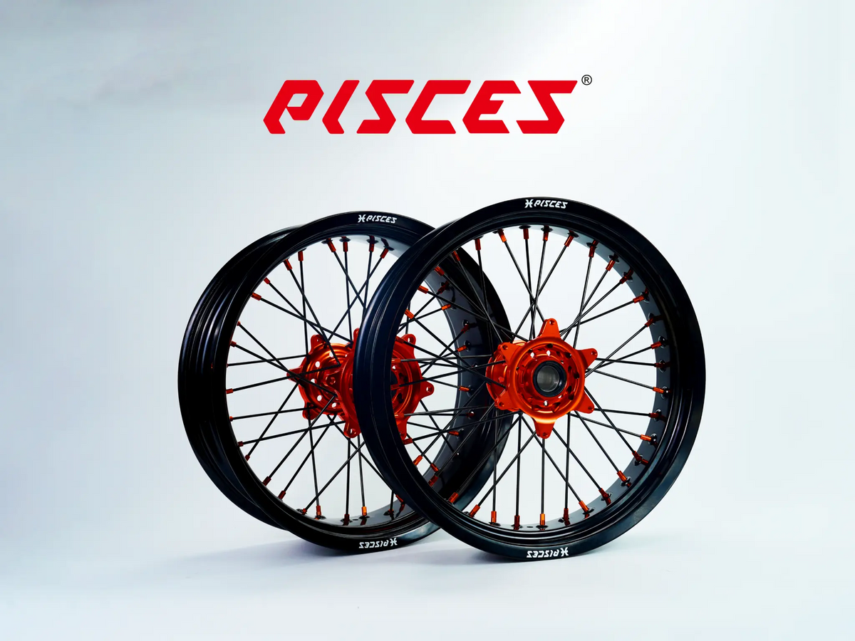 Sherco SE SEF SC Single Color Supermoto wheels - black rim, orange hub, black spokes, orange nipples - custom color reference