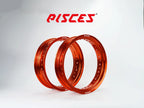 Jantes avant et arrière 17 pouces orange Pisces Custom pour Supermoto.