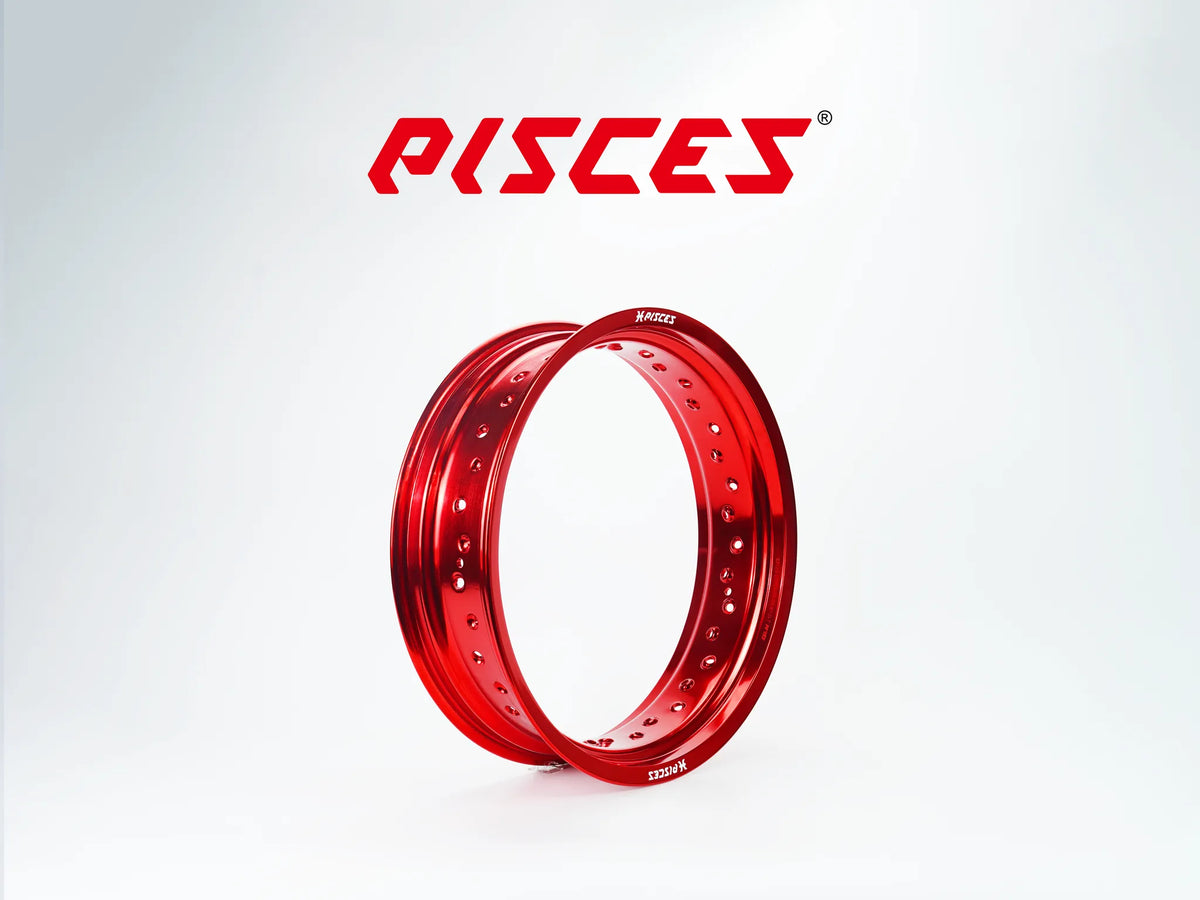 Jante arrière 17 pouces rouge Pisces Custom pour Supermoto.