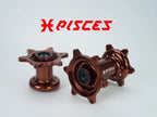 Jeu de moyeux avant et arrière marron Pisces Custom pour Supermoto, MX et Enduro.