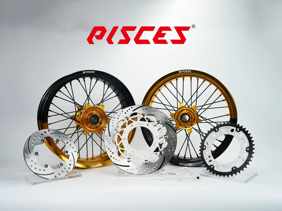 Kit de roues Supermoto Suzuki RM-Z DR-Z RM Deux Couleurs — jante dorée et noire avec moyeu doré et kit de freinage blanc — référence de couleur personnalisée
