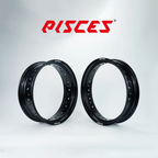 Jeu de jantes avant et arrière 17 pouces noires Pisces Custom pour Supermoto.
